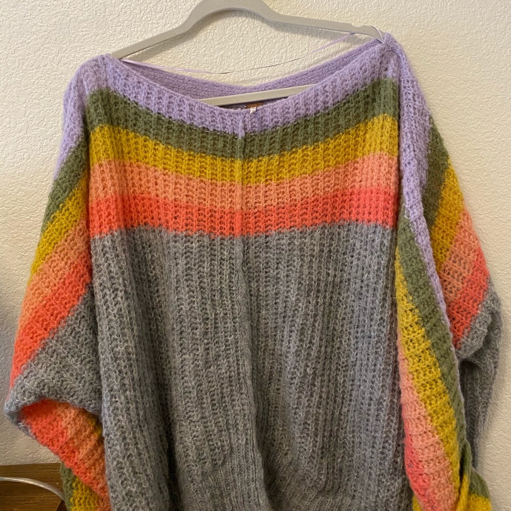 Free People see through rainbow knit sweater
